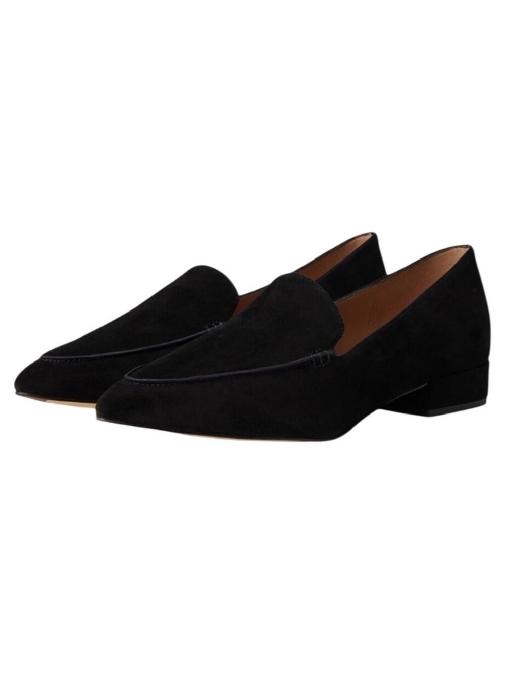 Cole Haan Valentina Loafer Black Suede Pointed Toe Size 5B New With Tags